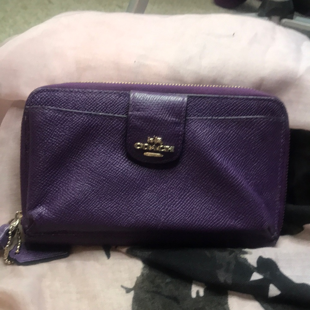 Coach purple phone wristlet wallet